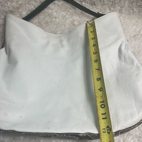 ARCADIA made in Italy White Genuine Leather Satchel Snake skin print accent. - Picture 11 of 16